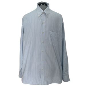 Club Room Regular Fit Pinpoint shirt white, light and cobalt blue Sz 17 34/35
